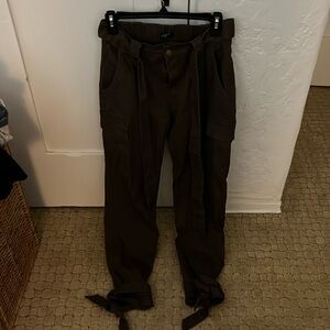 Dark green cargo style pants